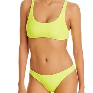 PQ Anthropologie Pineapple Reef Full Bikini bottoms Neon and halter top
